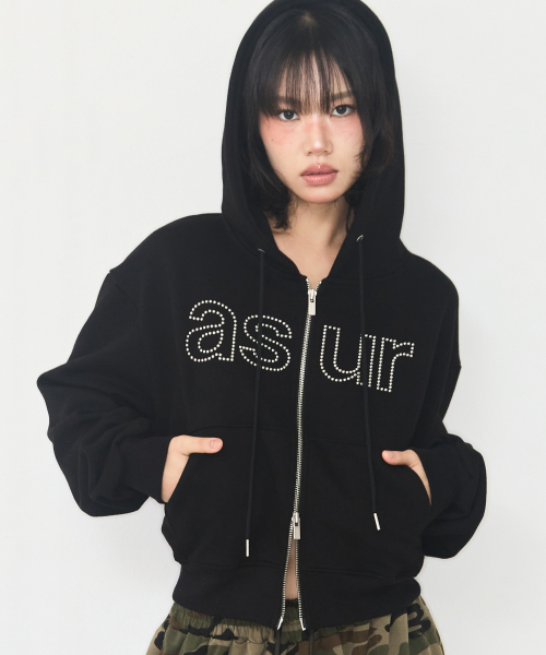 애즈유아() AU 핫픽스 후드 집업 블랙 상품 이미지