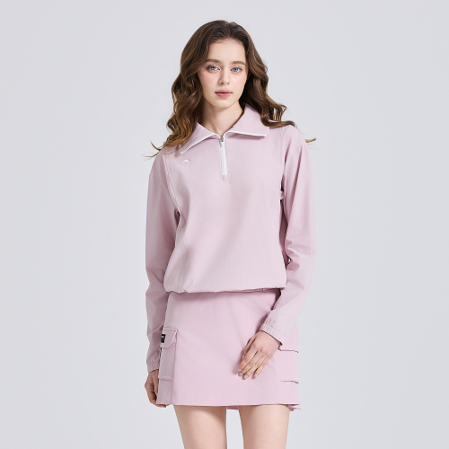 Женский полузип-топ с широким воротником Light Pink