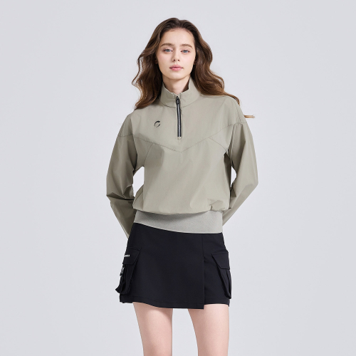Женский топ на молнии с вырезами, Khaki Beige