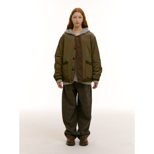 (UNISEX) Двусторонний стеганый бомбер Khaki