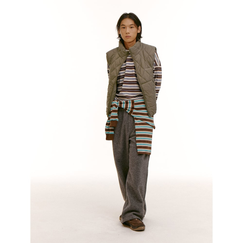 (UNISEX) оверсайз дутый жилет Olive