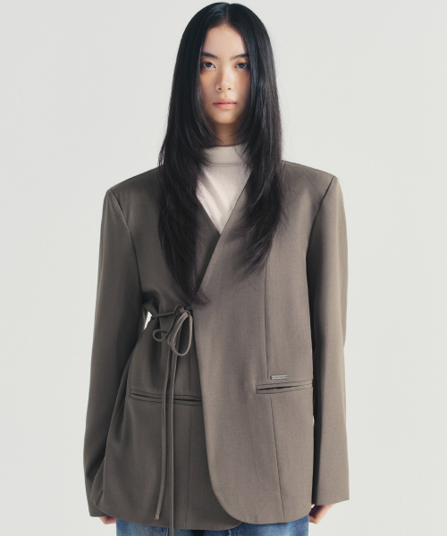 UNBALANCE STRAP свободный JACKET_BROWN