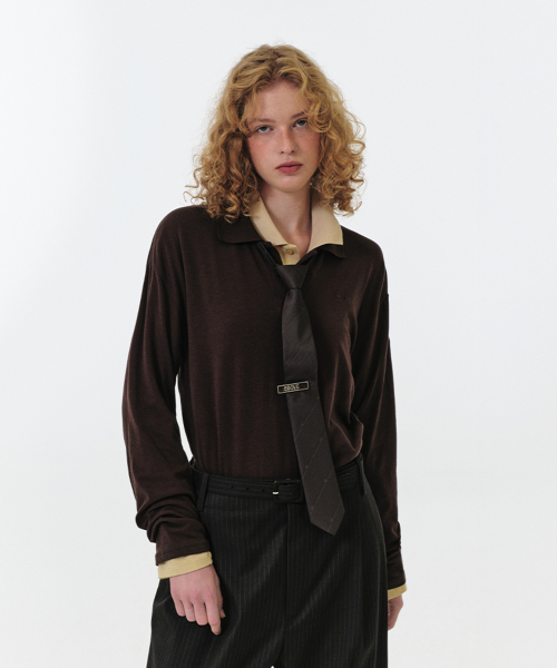 FAYE воротник L/S T-рубашка (WINE)
