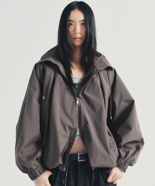 BALLOON SHIRRING капюшон JACKET_CHARCOAL