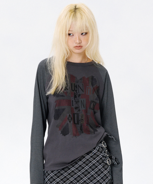 러닝하이() 유니온 잭 L/S 티 [다크 그레이] 상품 이미지