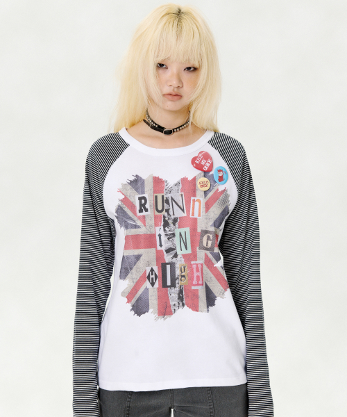 러닝하이() 유니온 잭 L/S 티 [화이트] 상품 이미지