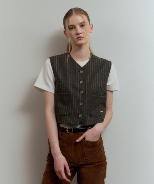 Garcon Stripe жилет хаки