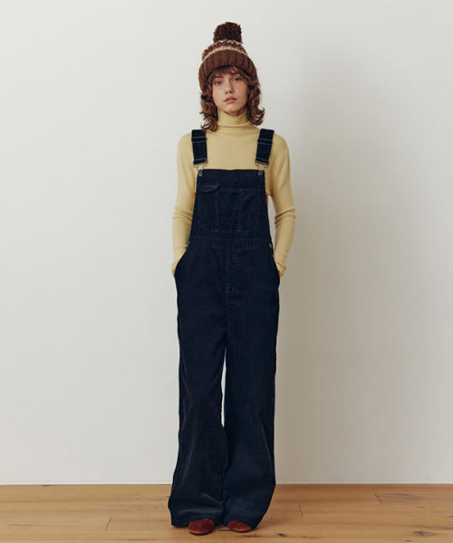 Corduroy широкий Overall Pants_EEFPT102_Black