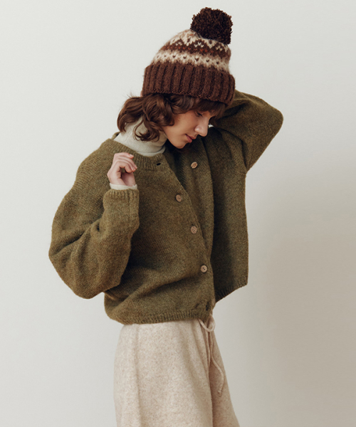 Hairy Round трикотаж Cardigan_EEFCA76_Khaki