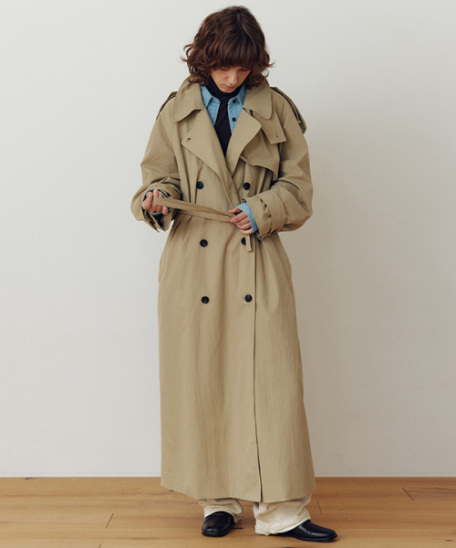 Double пуговица длинный Trench Coat_EEFCT87_2color