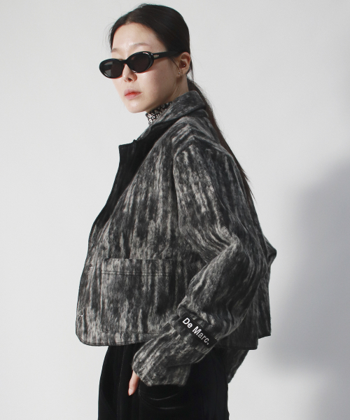 TAILORED MEDIUM укороченный куртка (OMBRE шерсть) - чёрный