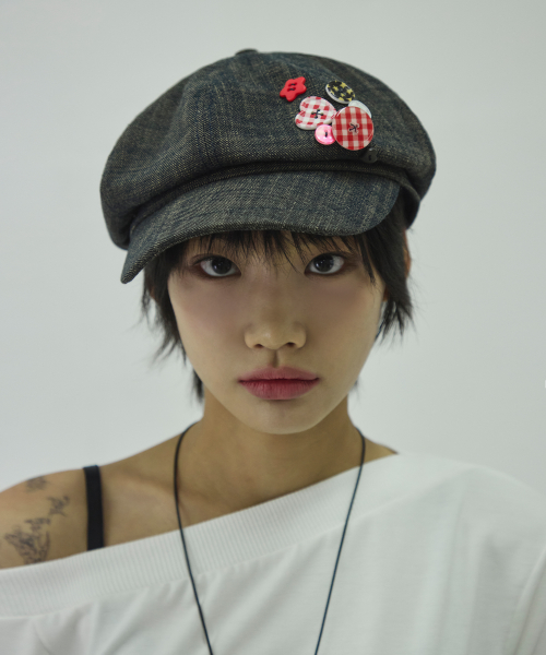 MUSINSA公式 | SLEEKGLOW ボタンポイントニュースボーイキャップ[ネイビー]