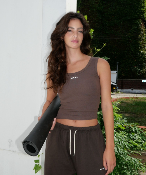 Scoop Ribbed Tank коричневый