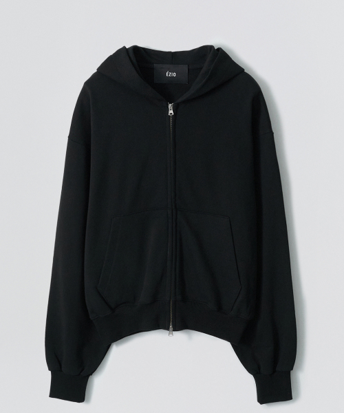 Riv Semi-Over Fit Hood Zip-up_Black