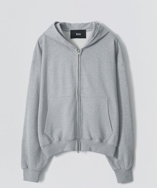 Riv Semi-Over Fit Hood Zip-up_Melange Grey