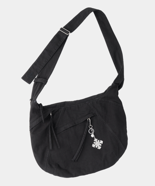 WASHED VINTAGE HOBO CROSSBAG [CHARCOAL]