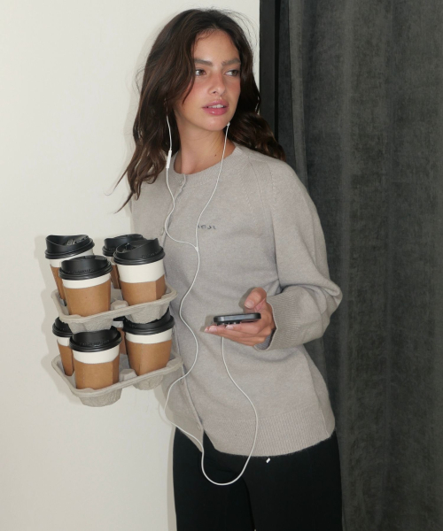 Knit Oversized Cardigan серый
