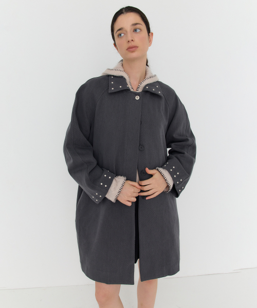 TYPICAL STUD TWILL JACKET - CHARCOAL