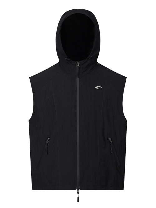 Gorpcore Hoodie Zip Up Vest - Black