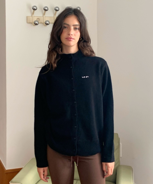 High Neck Cardigan черный