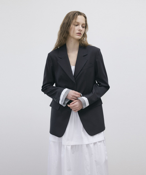 CUFFS DETACHABLE SINGLE BREASTED JACKET - GREY