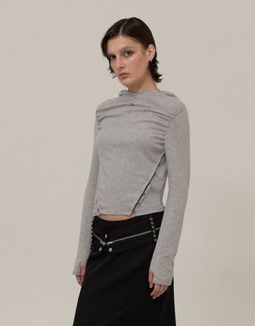 [MMW] SHIRRING LINE HOOD LSV-T (GREY)