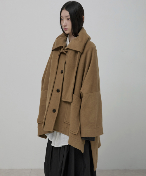 Wool Muffler Coat (FL-051_Dark Beige)