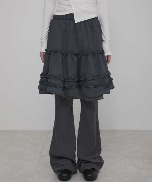 플레어업() 3-Layered Ruffle Skirt Pants (FL-260_Charcoal) 상품 이미지