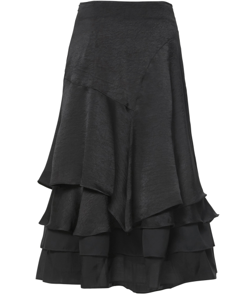 플레어업() 3-Layered Maxi Skirt (FL-258_Black) 상품 이미지