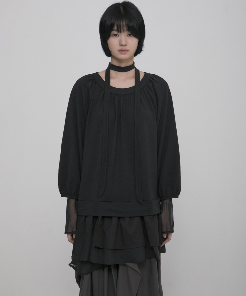 플레어업() 3-Layered Scarf Long Sleeve (FL-197_Black) 상품 이미지