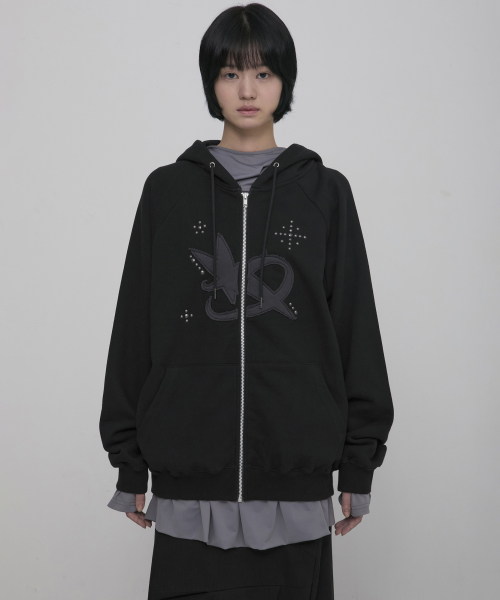 플레어업() Milky Way Zip Hoodie (FL-194_Black) 상품 이미지