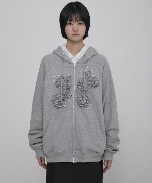 플레어업() Ruffle Zip Hoodie (FL-193_Gray) 상품 이미지