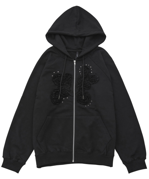 플레어업() Ruffle Zip Hoodie (FL-193_Black) 상품 이미지