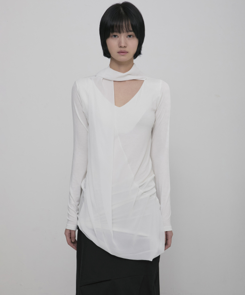 플레어업() Layered Chifon Scarf Long Sleeve (FL-183_White) 상품 이미지