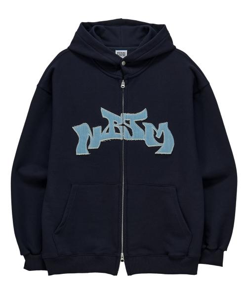 LOGO DENIM HOODIE ZIP-UP_navy