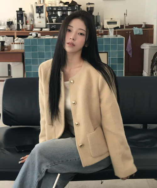 클루니 Mellow Wool Short Jacket - Butter Beige