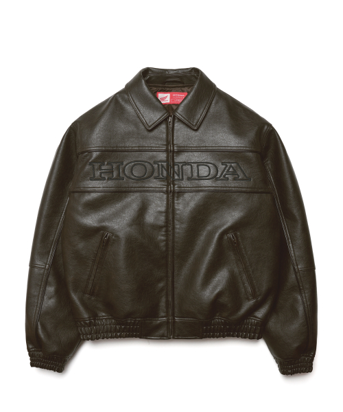 Motorcycle Piping Leather Jacket Brown
