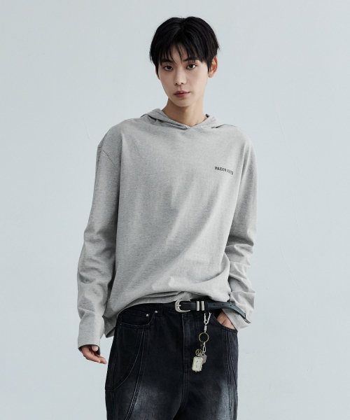 MAISON HOODED LONG SLEEVE MELANGE GRAY