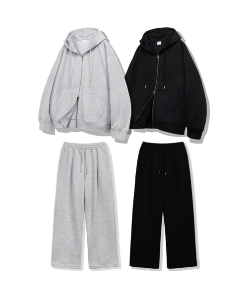 [SET] Оверфит худи 2WAY и широкие штаны 4 Color [ULZU_4601]