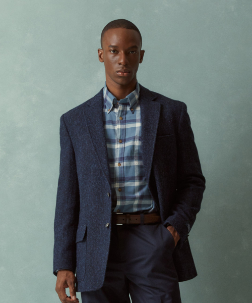 Жакет Harris Tweed мешочного силуэта (Navy) (BBJSMMF402)