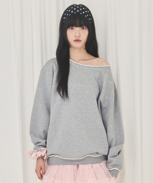 Star Off-shoulder Sweatshirt (серый)