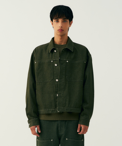 Джинсовка унисекс в стиле ретро-преппи [KHAKI] (UB9DJ03)