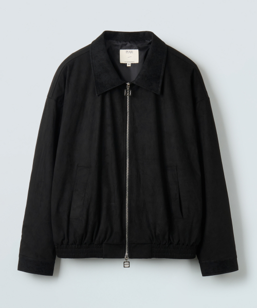 Замшевый бомбер из смесовой кожи (Black)