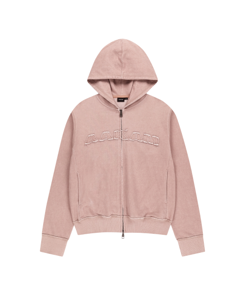 MUSINSA公式 | AAKAM Logo Patch Zip-Up Hoodie (Pink)