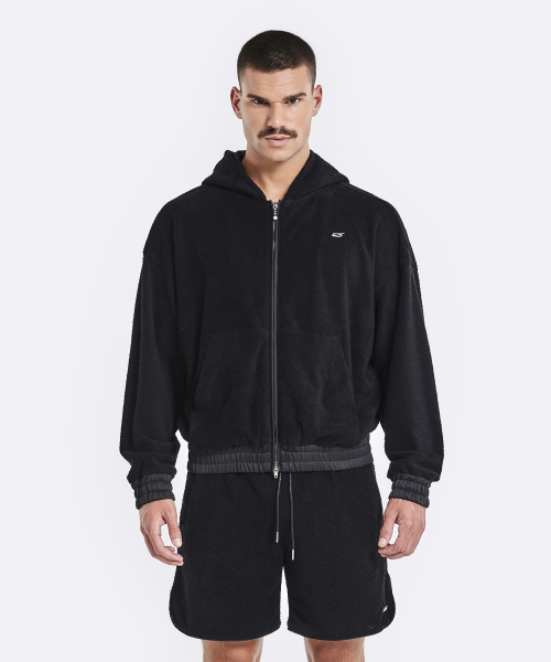 Terry hoodie zip-up - Black