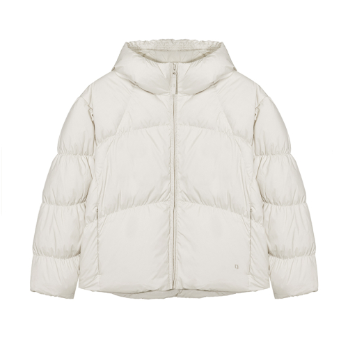 Пуховик W с капюшоном и сборками Light Beige
