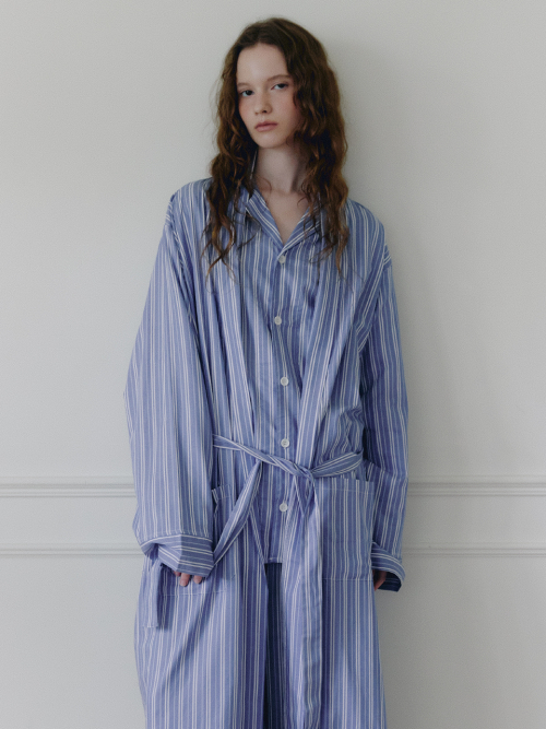 Хлопковый халат-кардиган Take — Denim Blue