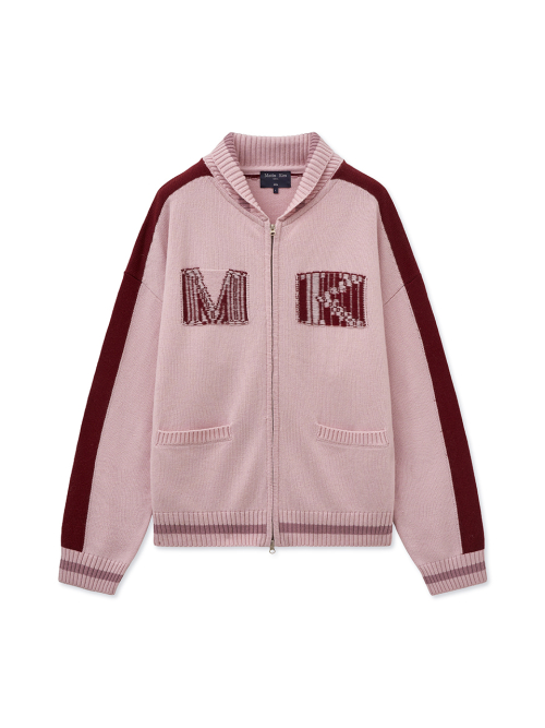 MUSINSA | MATIN KIM MATIN KIM INITIAL KNIT ZIP UP FOR MEN IN PINK