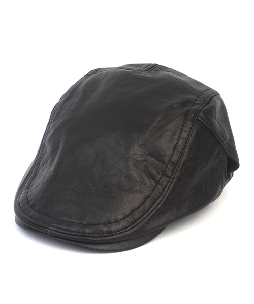 Soft Leather Black SideBelt Huntingcap 헌팅캡