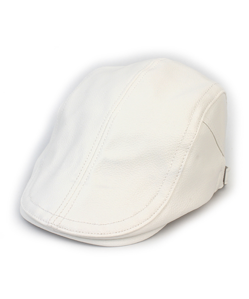 Hard Leather White SideBelt Huntingcap 헌팅캡